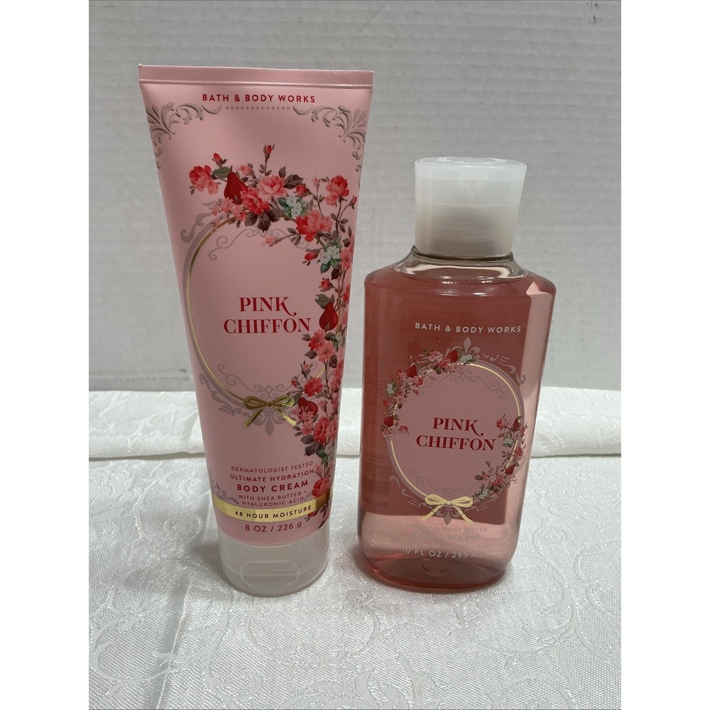 Bath & Body Works Pink Chiffon Body Cream & Body Wash Set NEW
